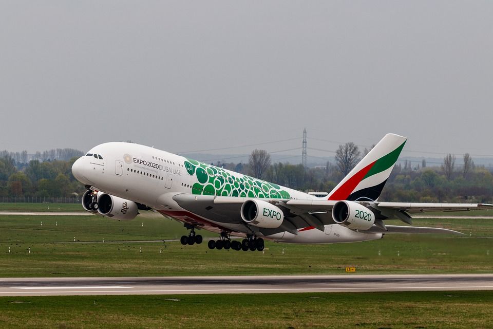 UAE Dubai Expo plane landing at Belfast Intl.
