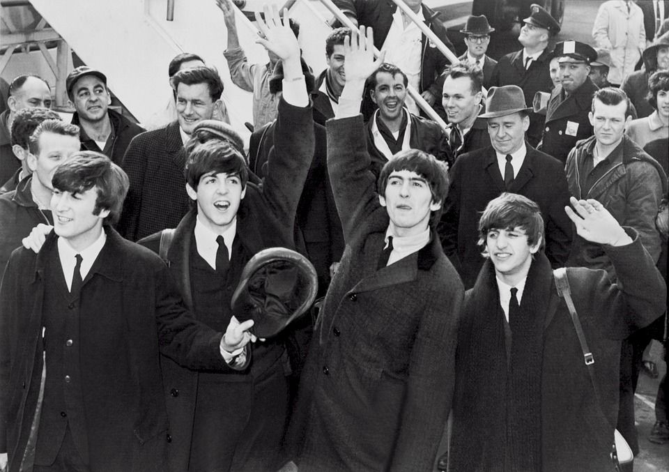 The beatles at Belfast Airport in the 60s